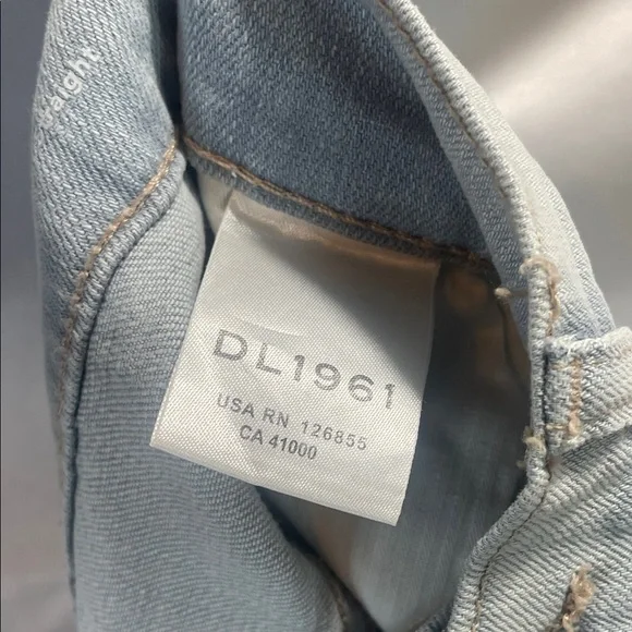 DL1961 Light Gray Boyfriend Jeans with Distressing